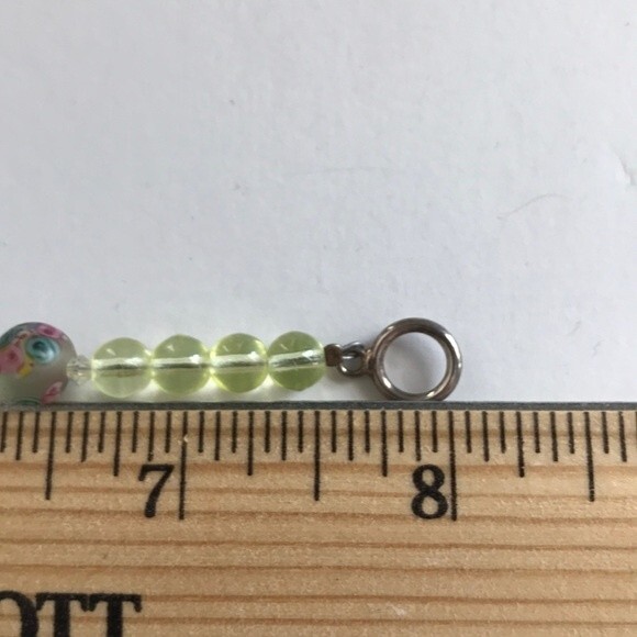 Vintage Hand Painted Flower Frosted Glass Beads Lemon Silver Clasp Bracelet 8 In - Picture 8 of 8